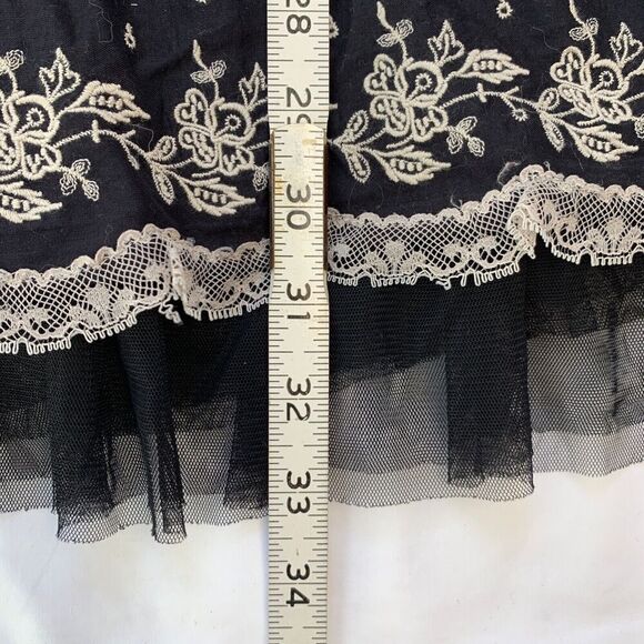 Free People Ruffle Lace Tiered Mini Dress 0 XS Black Dark Romantic Whimsygoth - Picture 7 of 12